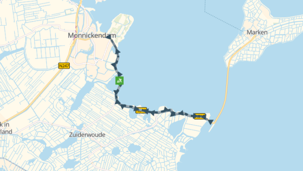 Half om half wegafsluiting Marken-Monnickendam v.v.
